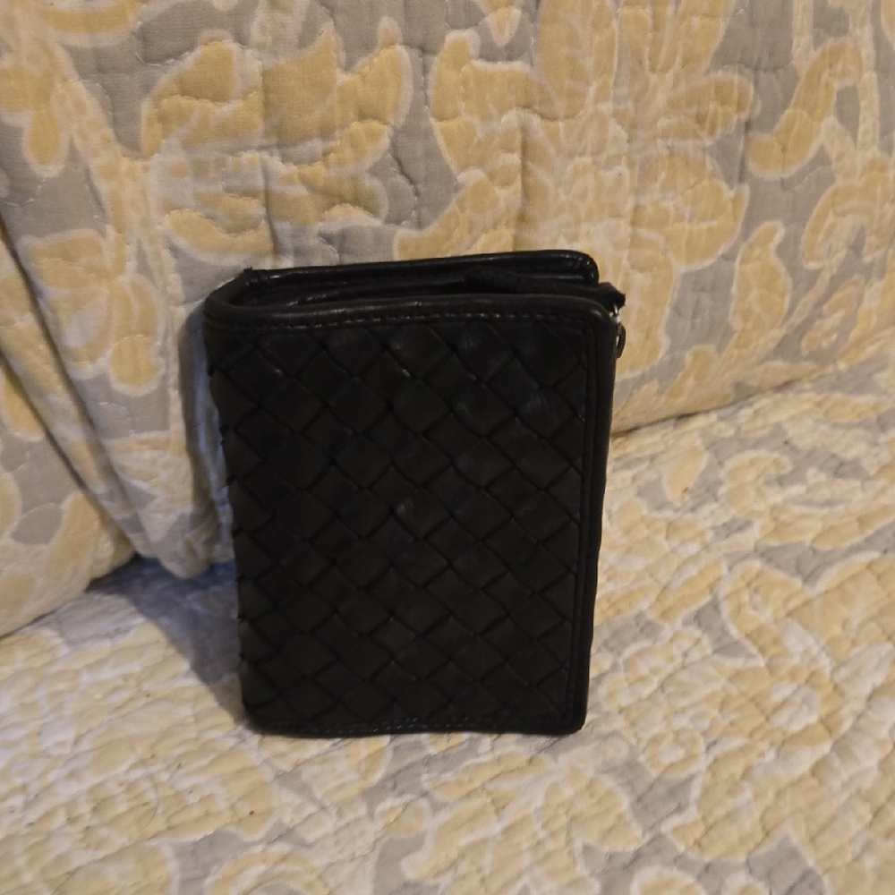 Leather Black Woven Wallet